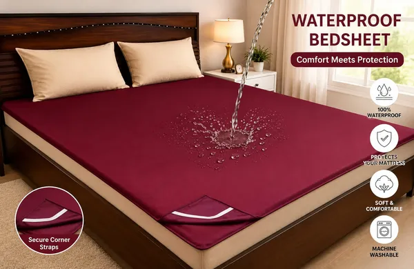 ComfortU_Polyester_Double_Bed_Cover_(Red)_-_72x75_Inch_size