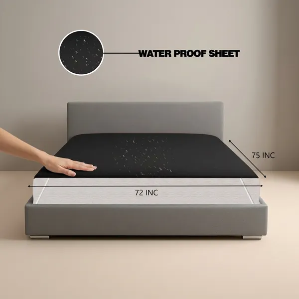 ComfortU_Polyester_Double_Bed_Waterproof_Bedsheet_(Black)