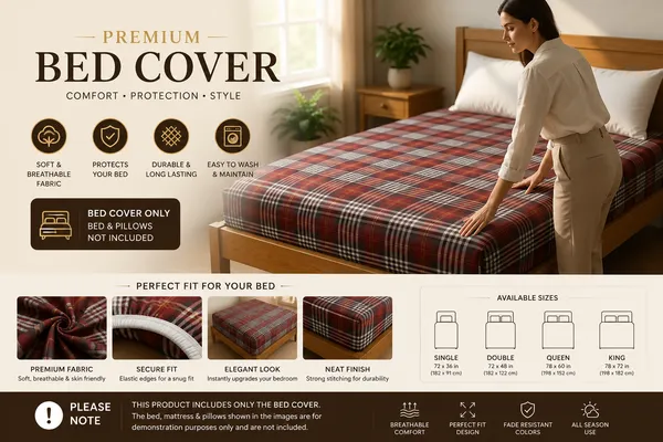ComfortU_Cotton_Single_Bed_Cover_(Red)_-_72X48X5_Inch