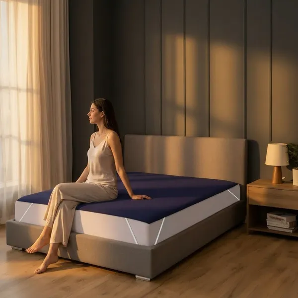 ComfortU_Polyester_Double_Bed_Cover_(Blue)_-_Size_of_72x75_Inch