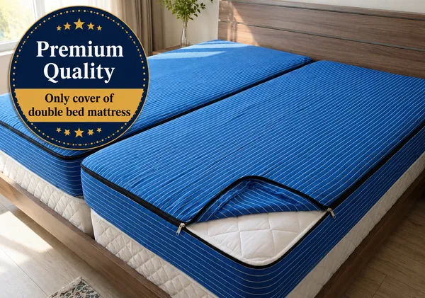 ComfortU_Cotton_Double_Bed_Cover_(Blue,_Double_Bed_Mattress_Cover_72X36X5_Inch_Set_Of_2_Pieces)