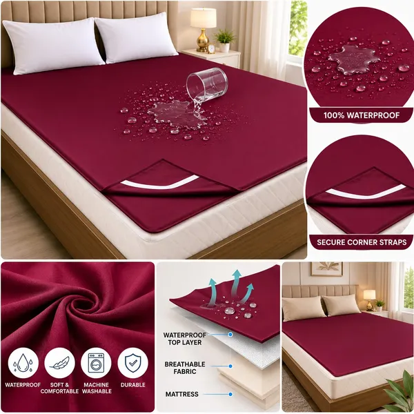 ComfortU_Polyester_Double_Bed_Cover_(Red)_-_72X75_Inch