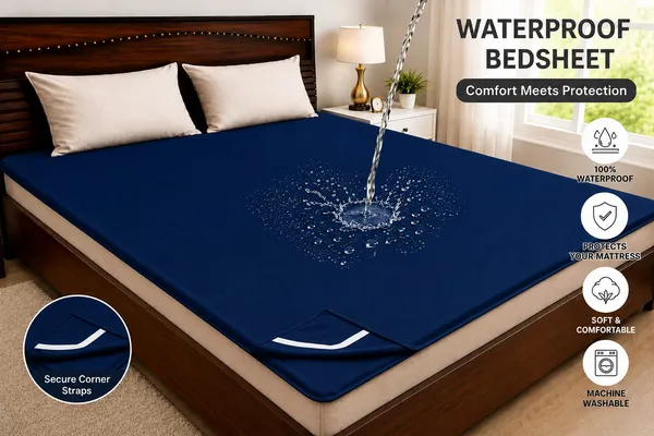 ComfortU_Polyester_Double_Bed_Cover_(Blue)_-_Size_of_72x75_Inch