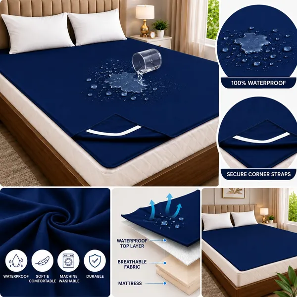 ComfortU_Polyester_Double_Bed_Cover_(Blue)_-_Size_of_72x75_Inch