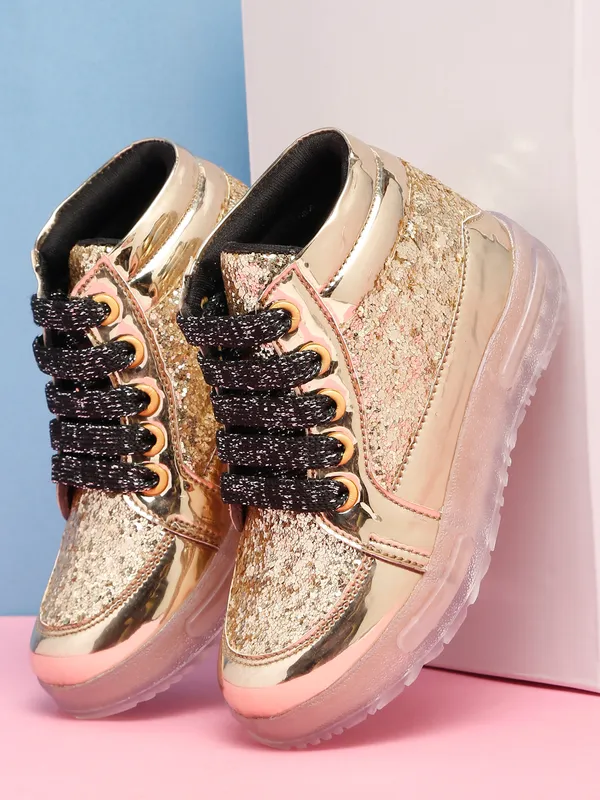 Tiny_Bugs_Unisex_Party_Wear_Lace_Up_Sneakers_-_Golden