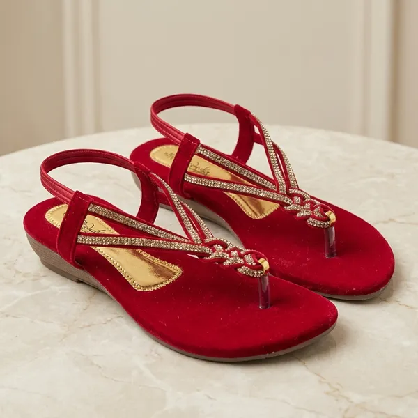 Red_Synthetic_Leather_And_Decorative_Stones_And_Tpr_Sole_Casual_Sandals_For_Women
