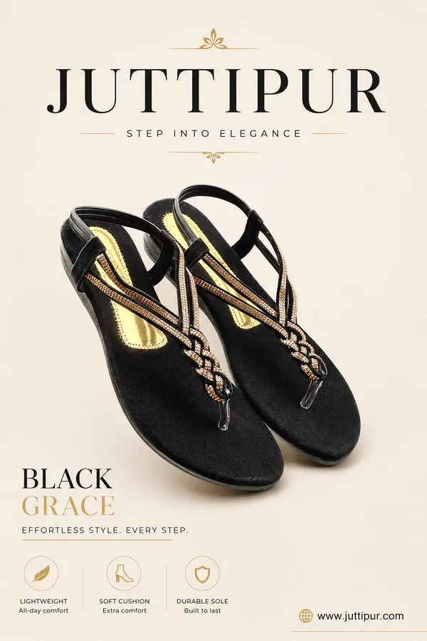 Black_Synthetic_Leather_And_Decorative_Stones_And_Tpr_Sole_Casual_Sandals_For_Women