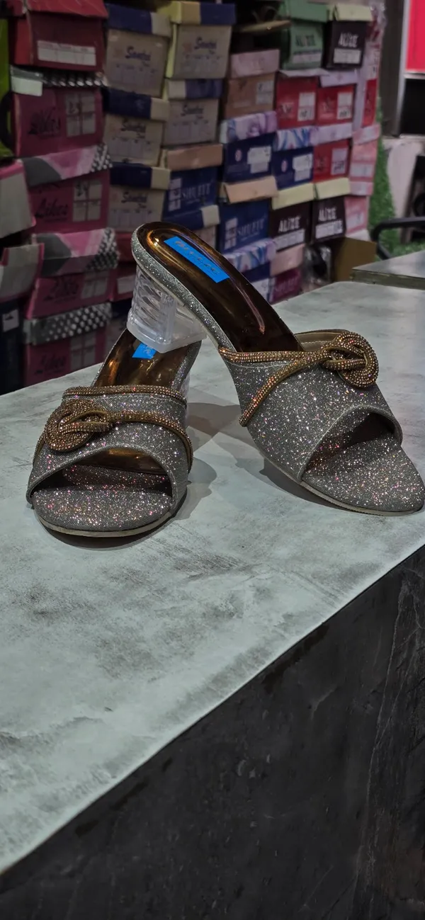 Golden_And_Silver_Synthetic_Leather,_Textile,_TPR_Sole_Heels_For_Women