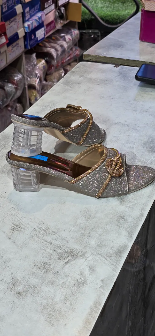 Golden_And_Silver_Synthetic_Leather,_Textile,_TPR_Sole_Heels_For_Women