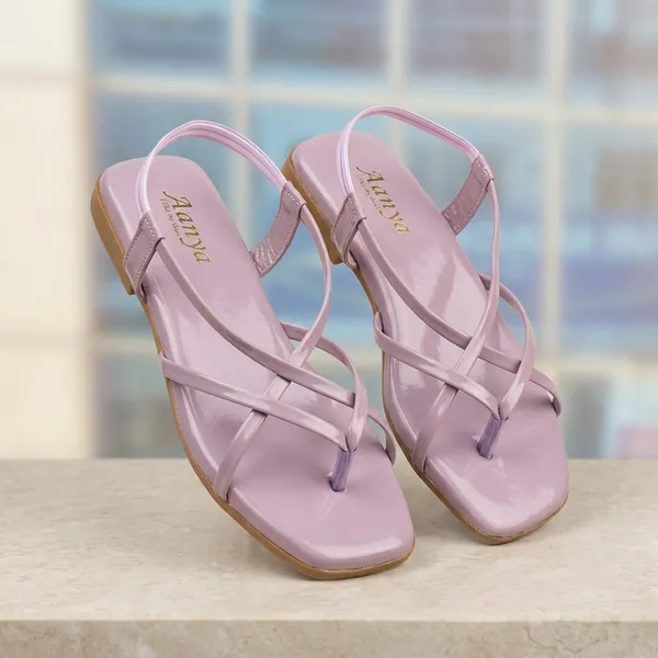 Purple_Synthetic_Leather_And_Tpr_Sole_Flat_Sandals_For_Women