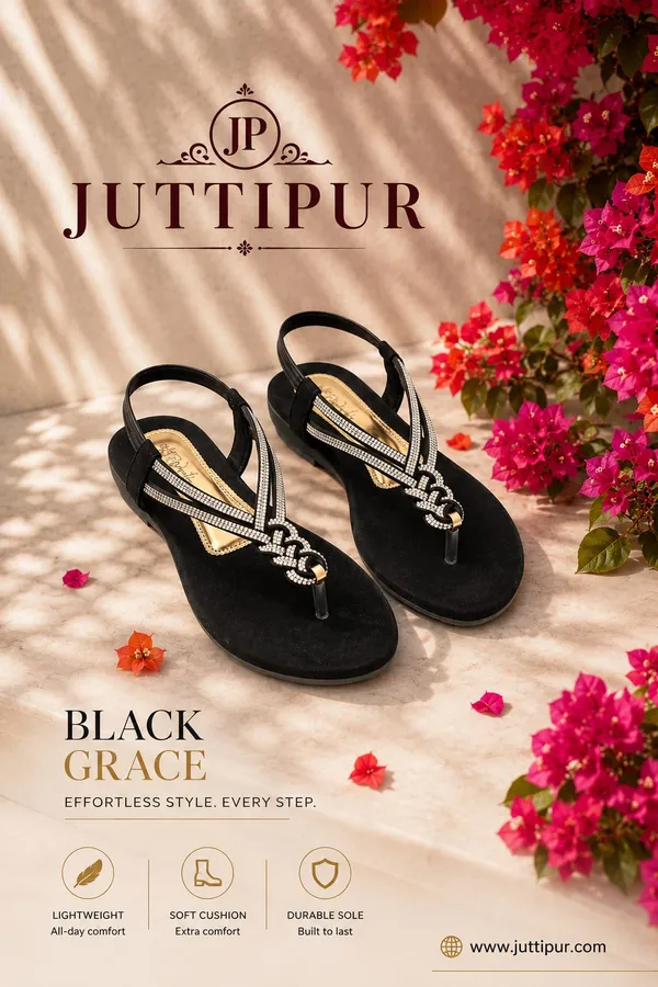 Black_Synthetic_Leather_And_Decorative_Stones_And_Tpr_Sole_Casual_Sandals_For_Women