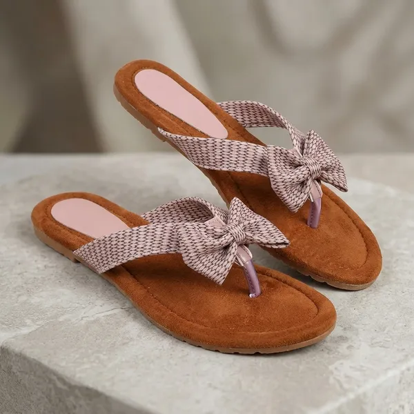 Brown_And_Pink_Eva_And_Synthetic_Leather_Bow_And_Rubber_Sole_Flip_Flops_For_Women