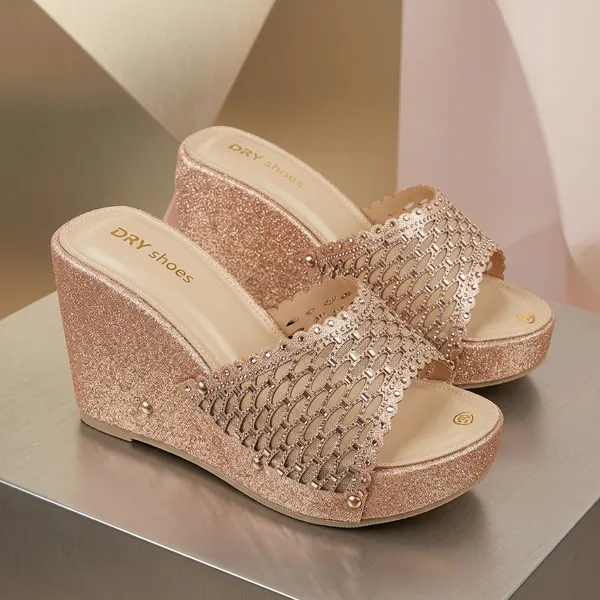 Rose_Gold_Synthetic_Leather_And_Metallic_Finish_And_Pu_Platform_Sole_Platform_Wedge_Sandals_For_Women