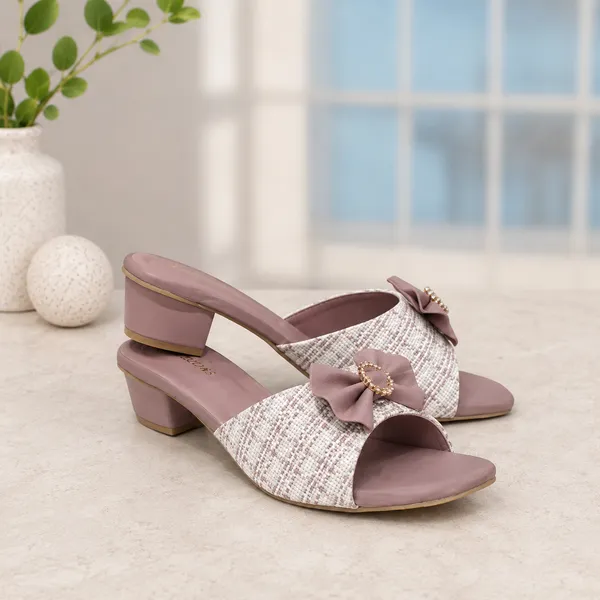 Peach_Synthetic_Leather,_Textile,_TPR_Sole_Heels_For_Women