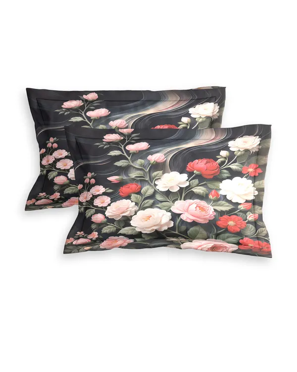 Black_Floral_Printed_Double_Bedsheet_With_Pillow_Covers