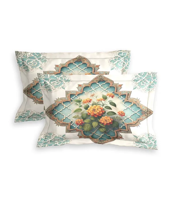 White_Floral_Print_King_Size_Bedsheet_With_Pillow_Covers