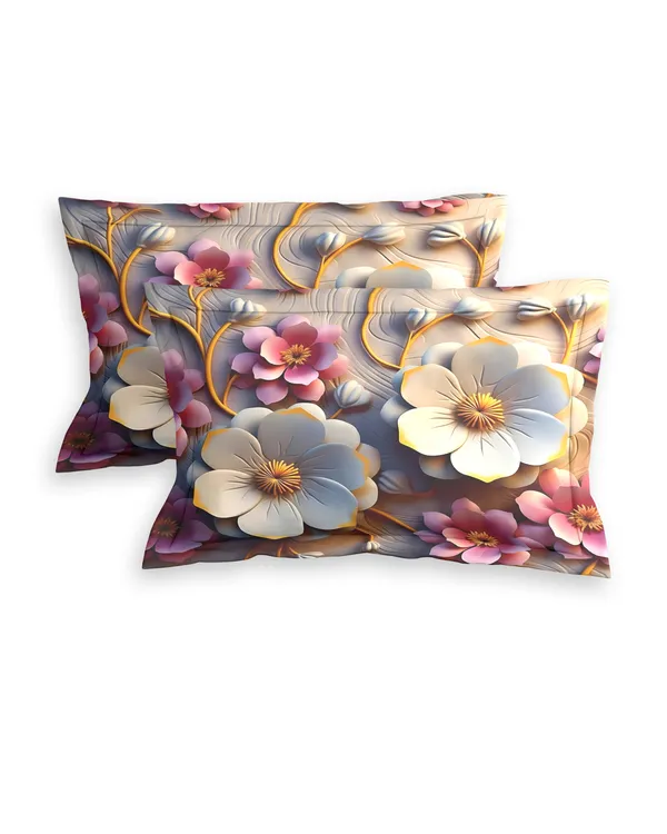 Multicolor_Floral_Print_Fitted_Bedsheet_With_Two_Pillow_Covers