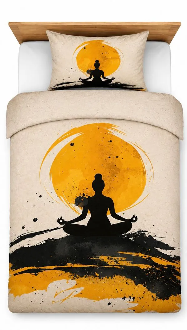 Meditation_Silhouette_Sunrise_Print_Single_Bed_Comforter_Set