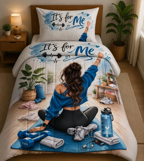 Motivational_Fitness_Printed_Single_Bed_Duvet_Cover_Set