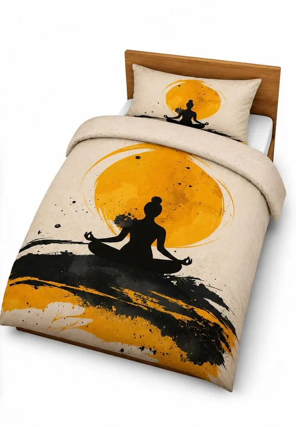 Meditation_Silhouette_Sunrise_Print_Single_Bed_Comforter_Set