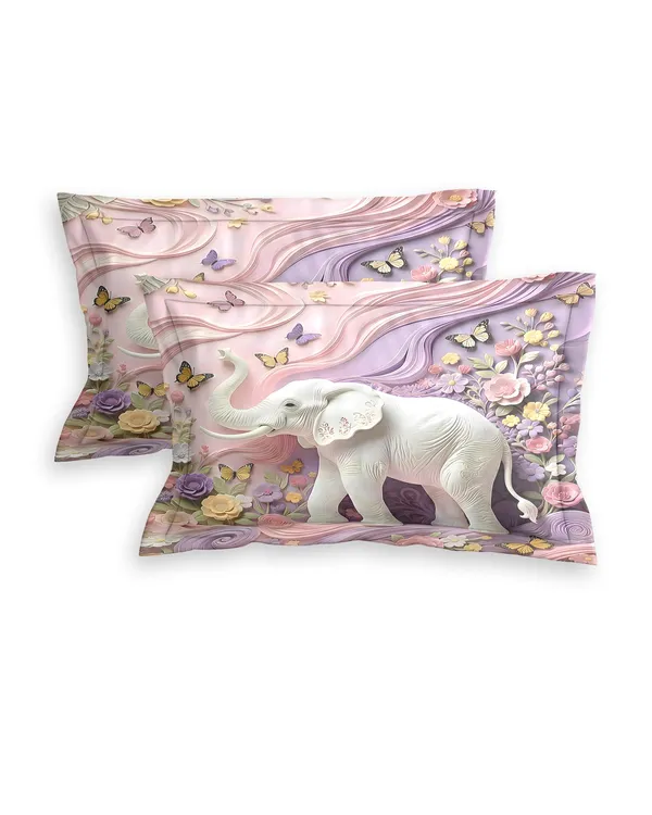 Purple_Floral_Elephant_Print_King_Size_Bedsheet_With_Pillow_Covers