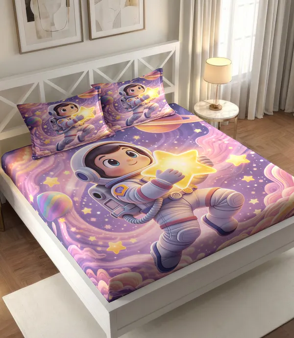 Purple_Astronaut_Space_Theme_Printed_Kids_Bedsheet_With_Pillow_Covers