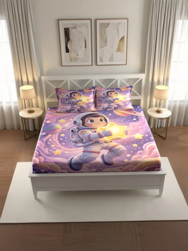 Purple_Astronaut_Space_Theme_Printed_Kids_Bedsheet_With_Pillow_Covers