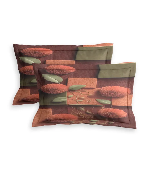 Brown_Floral_Print_Polyester_Double_Bedsheet_With_Pillow_Covers