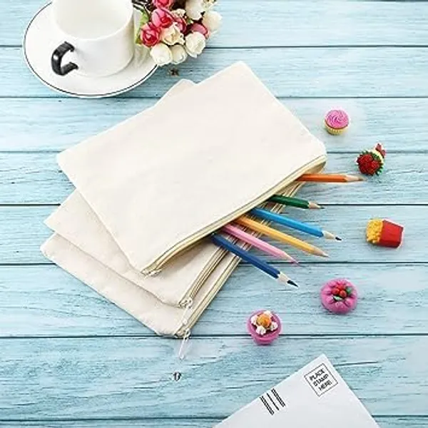 Canvas_Zippered_Utility_Pouch_Multipurpose_Storage_Pack_Of_10
