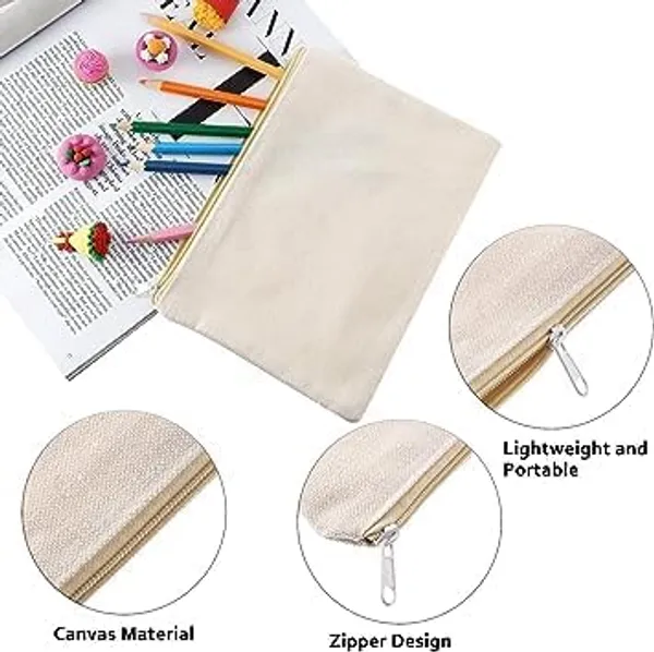 Canvas_Zippered_Utility_Pouch_Multipurpose_Storage_Pack_Of_10