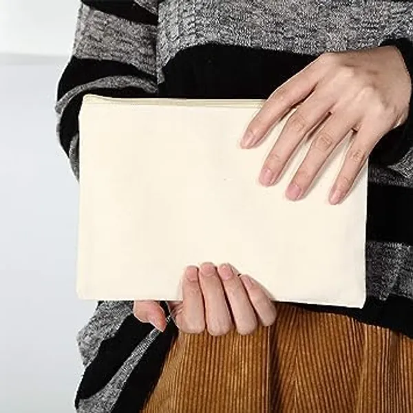 Canvas_Zippered_Utility_Pouch_Multipurpose_Storage_Pack_Of_10