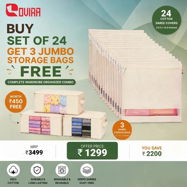 Combo_Pack_Of_27_Premium_Cotton_Saree_Storage_Bags__|_24_Flat_Covers_+_3_Jumbo_Storage_Bags_With_Zio_|_Wardrobe_Organizer_For_Sarees,_Lehengas_&_Clothes_Less