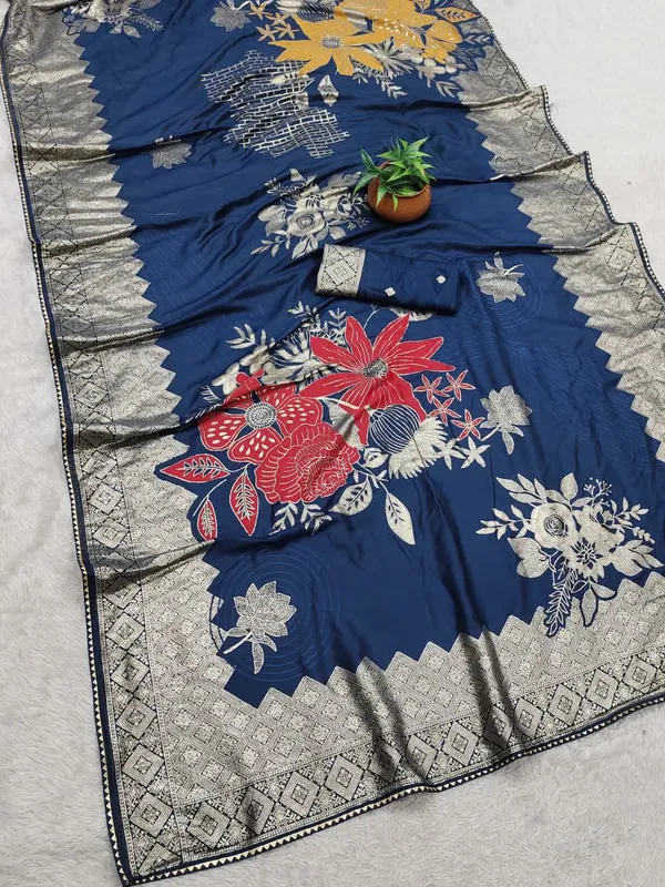 Navy_Blue_Banarasi_Silk_Floral_Embroidered_Saree
