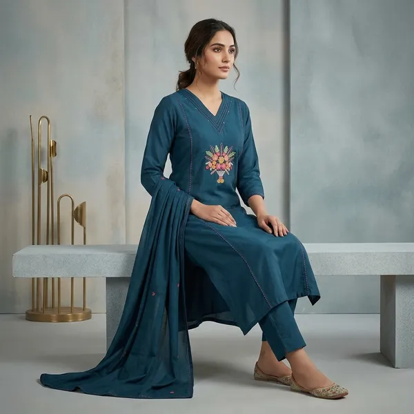 Blue_Embroidered_Silk_Blend_Kurta_Set_With_Dupatta_For_Women