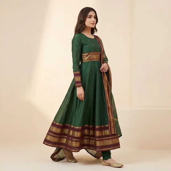 Green_Silk_Blend_Anarkali_Suit_With_Embroidered_Yoke_And_Dupatta
