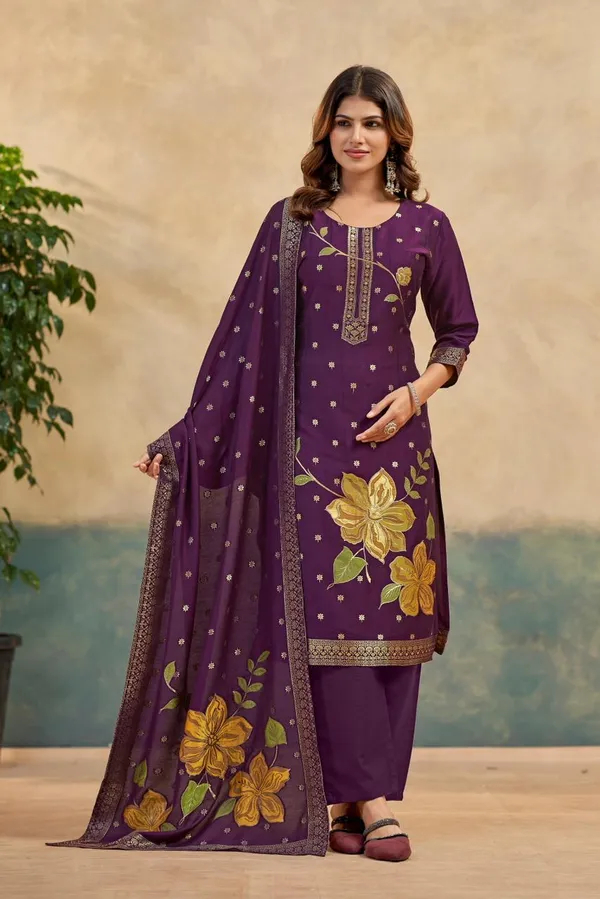 Purple_Floral_Embroidered_Viscose_Rayon_Suit_Set_For_Women