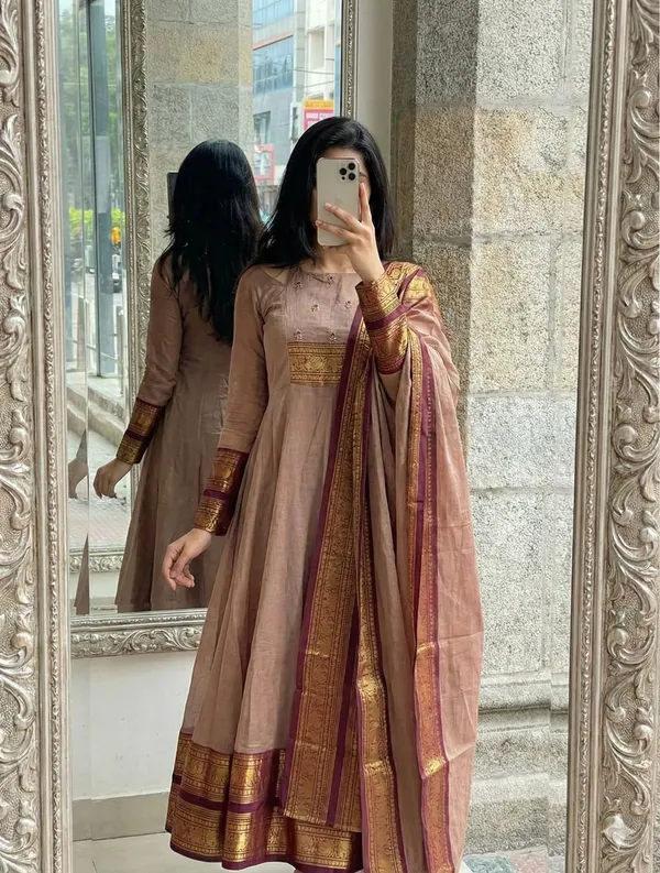 Beige_Silk_Embroidered_Anarkali_Suit_Set_For_Women