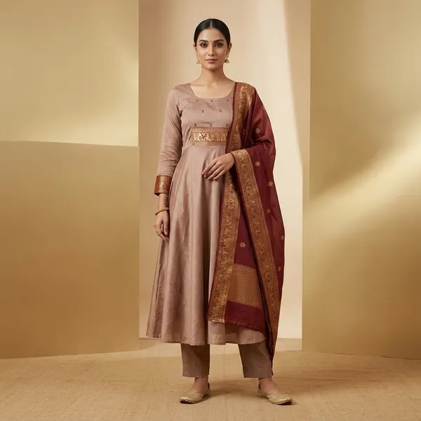 Beige_Silk_Embroidered_Anarkali_Suit_Set_For_Women