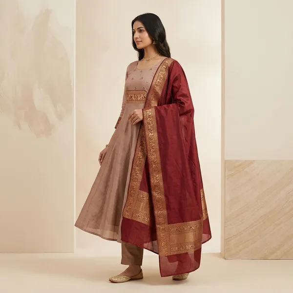 Beige_Silk_Embroidered_Anarkali_Suit_Set_For_Women