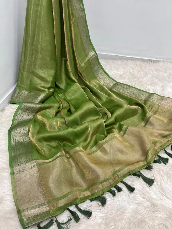 Green_Silk_Tissue_Zari_Border_Saree_For_Women