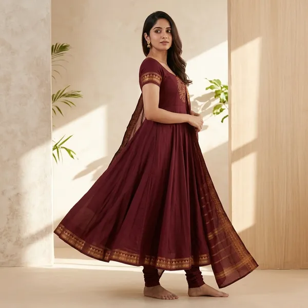 Maroon_Embroidered_Anarkali_Kurta_Set_For_Women