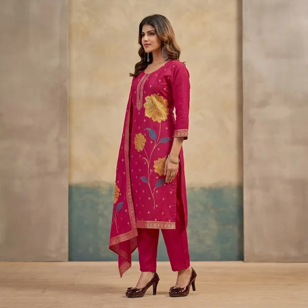 Pink_Embroidered_Viscose_Rayon_Kurta_Set_For_Women