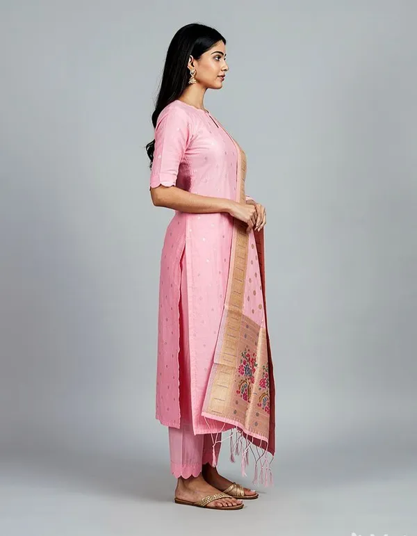 Pink_Chanderi_Silk_Kurta_Set_With_Embroidered_Dupatta_For_Women