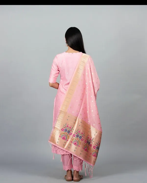 Pink_Chanderi_Silk_Kurta_Set_With_Embroidered_Dupatta_For_Women