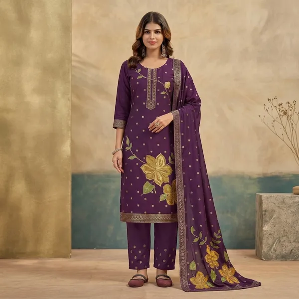 Purple_Floral_Embroidered_Viscose_Rayon_Suit_Set_For_Women