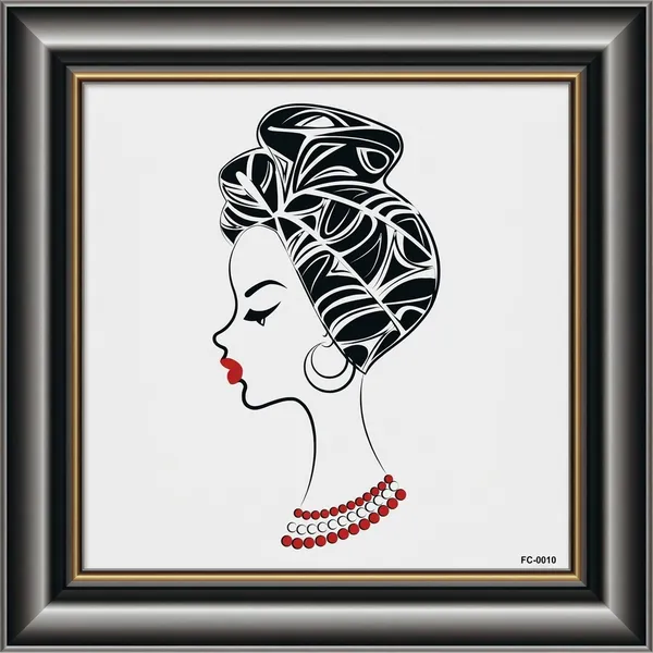 Black_And_White_Patterned_Headwrap_Wall_Art