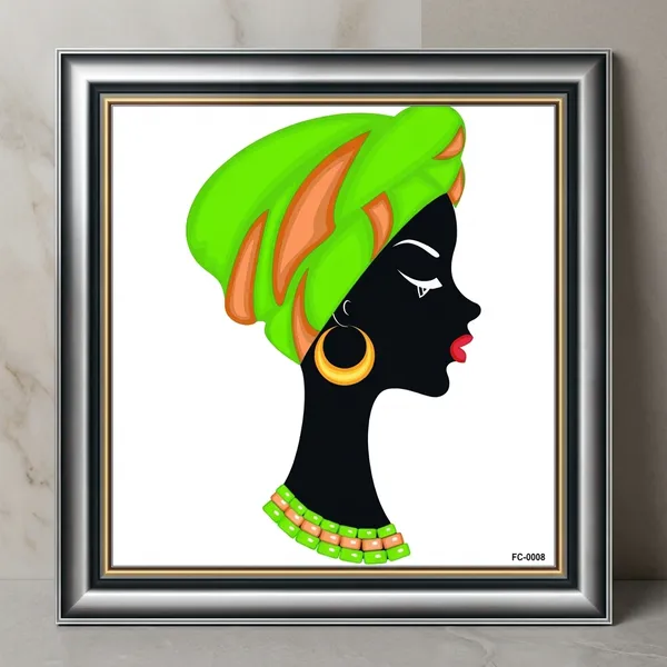 African_Woman_Silhouette_Green_Turban_Wall_Art