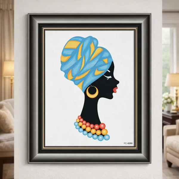 African_Woman_Silhouette_Wall_Art_With_Blue_And_Yellow_Turban