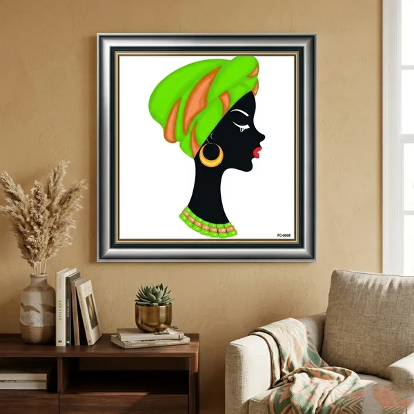 African_Woman_Silhouette_Green_Turban_Wall_Art