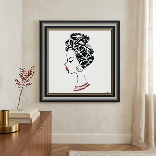 Black_And_White_Patterned_Headwrap_Wall_Art
